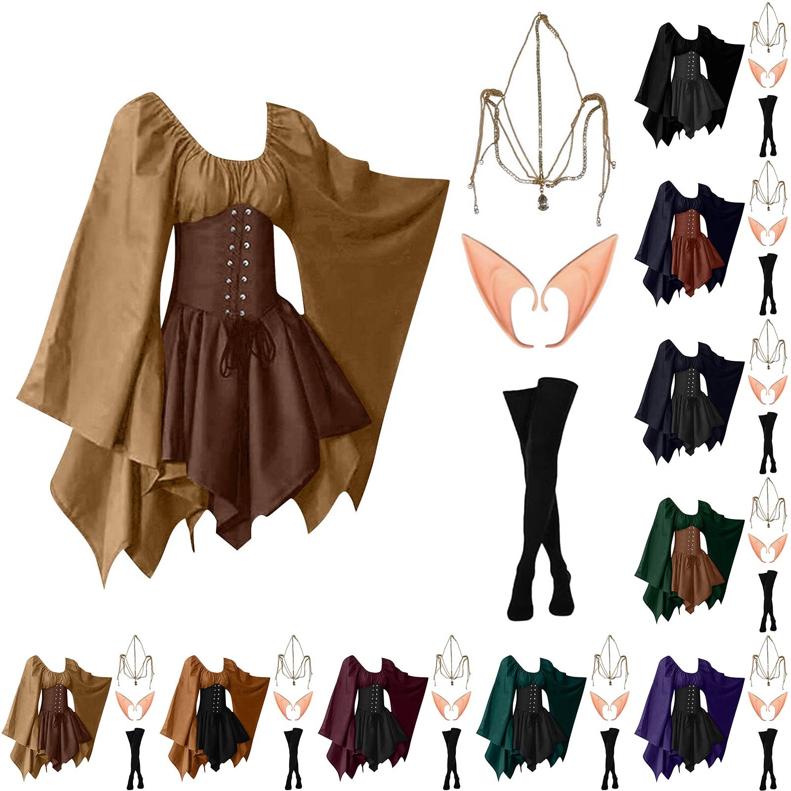 Elf Costume Christmas - Kostum Peri Elf Vintage Abad Pertengahan