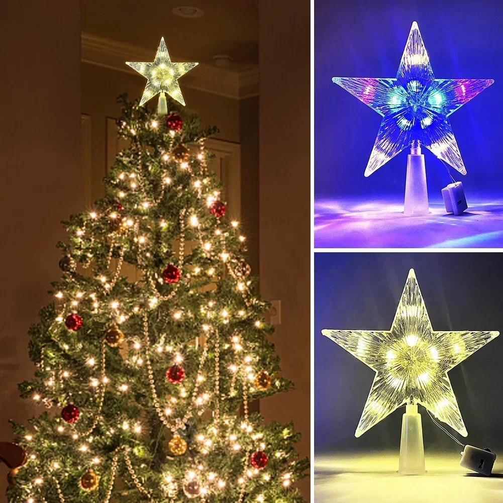 Star Tree Topper - Ornamen pohon Natal LED 15CM, lampu