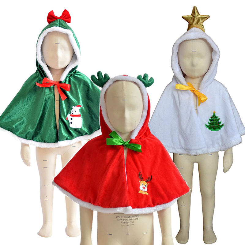 Elf Costume Christmas - Ponco Berkerudung Natal Elf Hijau Pakaian