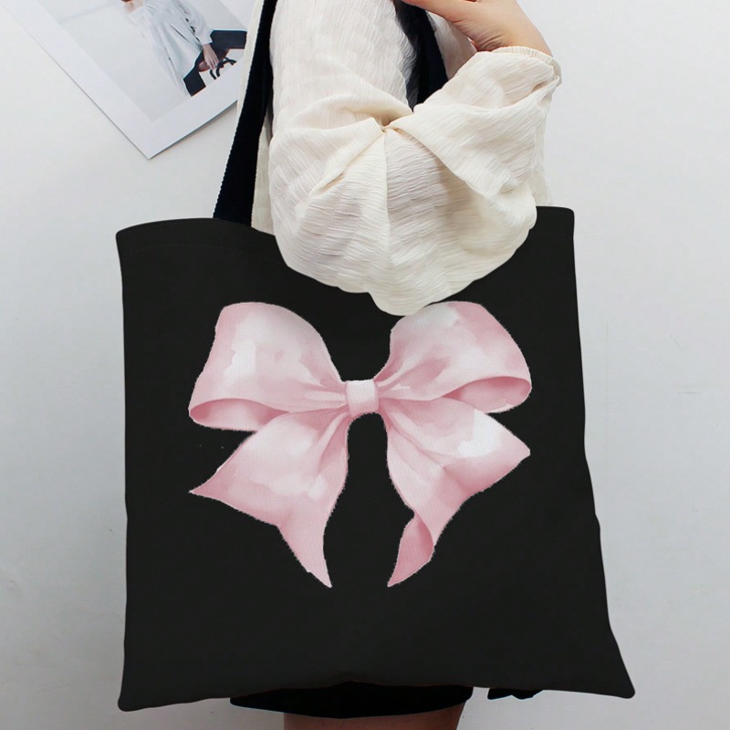 Ribbon Bow Gift - ROMWE Tas Bahu Kanvas Pola Pita
