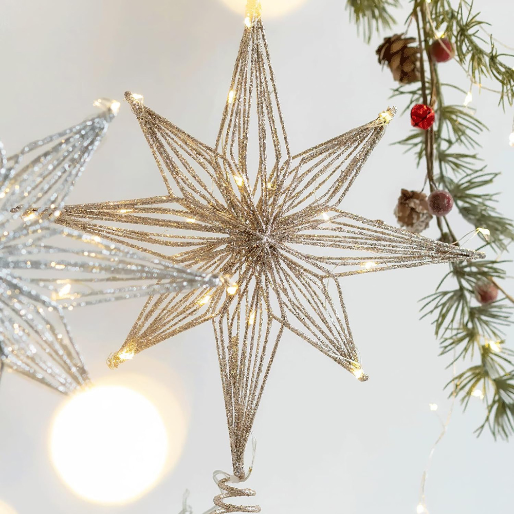 Star Tree Topper - Hiasan Puncak Pohon Natal LED 30cm
