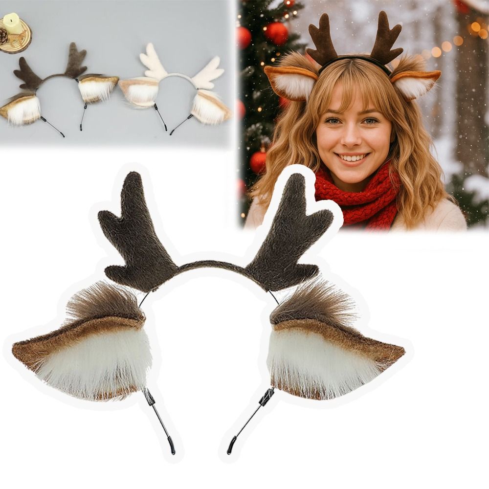 Reindeer Antlers Headband - Ikat Kepala Tanduk Rusa Uniseks, Hiasan