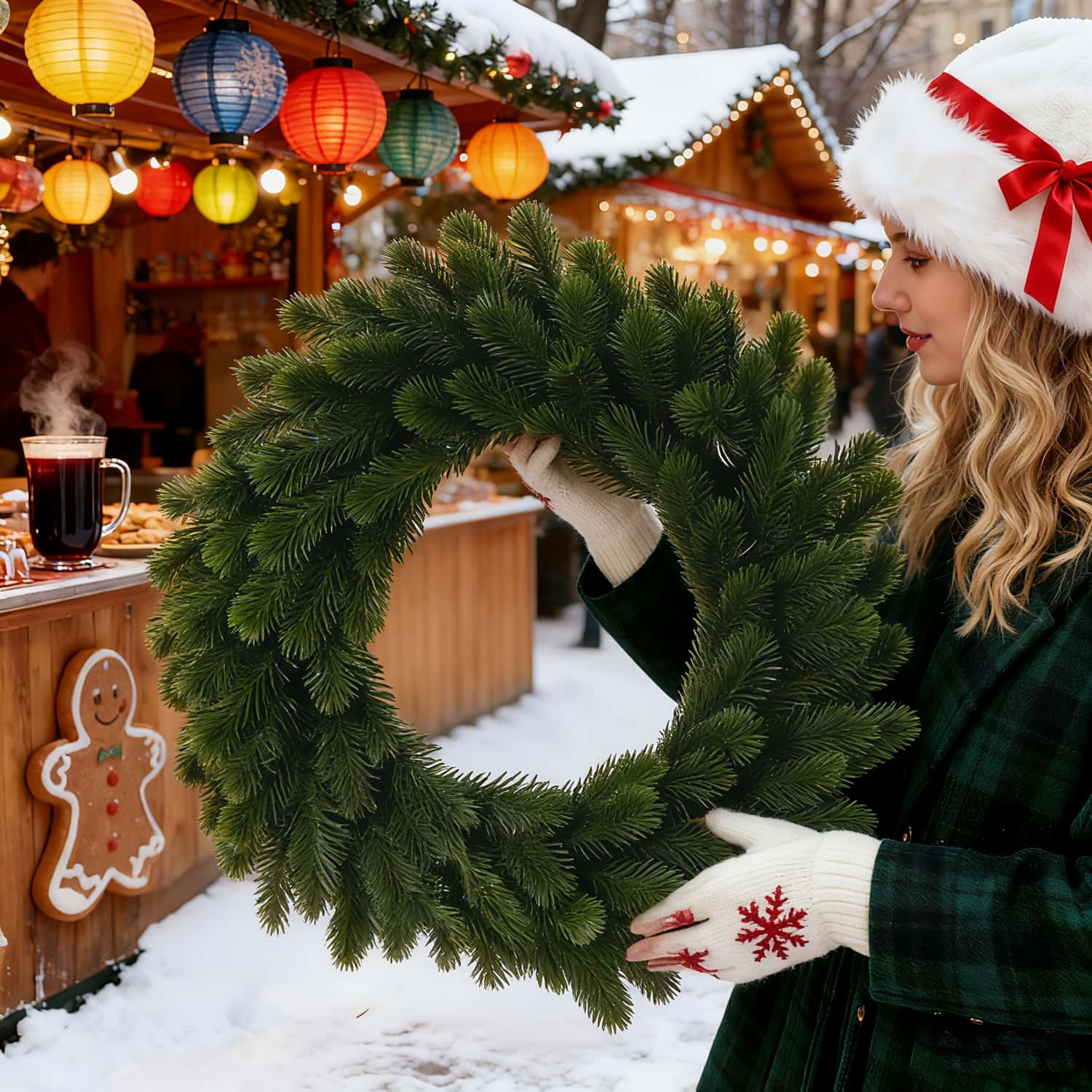 Christmas Wreath Fake - 1 Buah Karangan Bunga Natal Buatan,