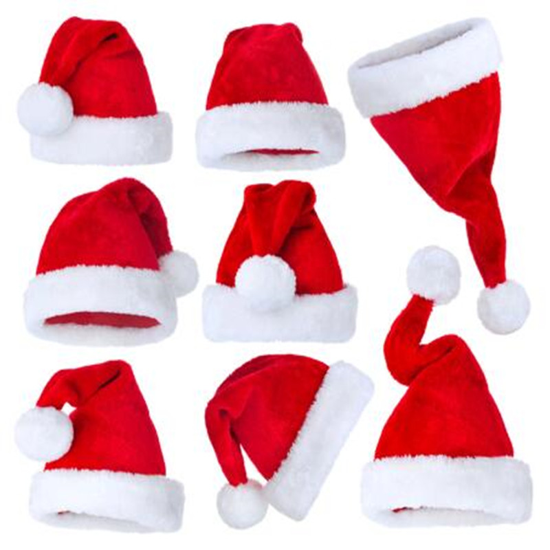 Santa Hat Plush - Seri Natal perlengkapan topi mewah Santa