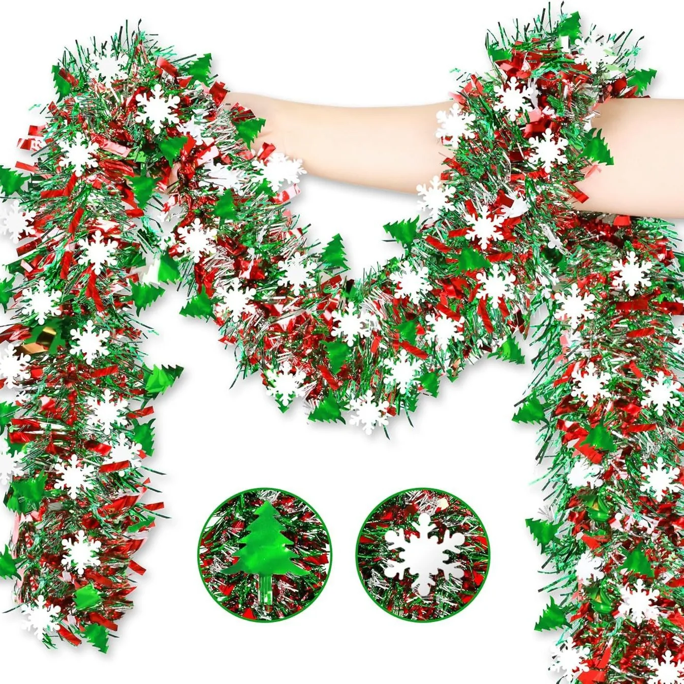 Tinsel Garland Decoration - Hiasan Natal 2M, Rumbai Salju Metalik