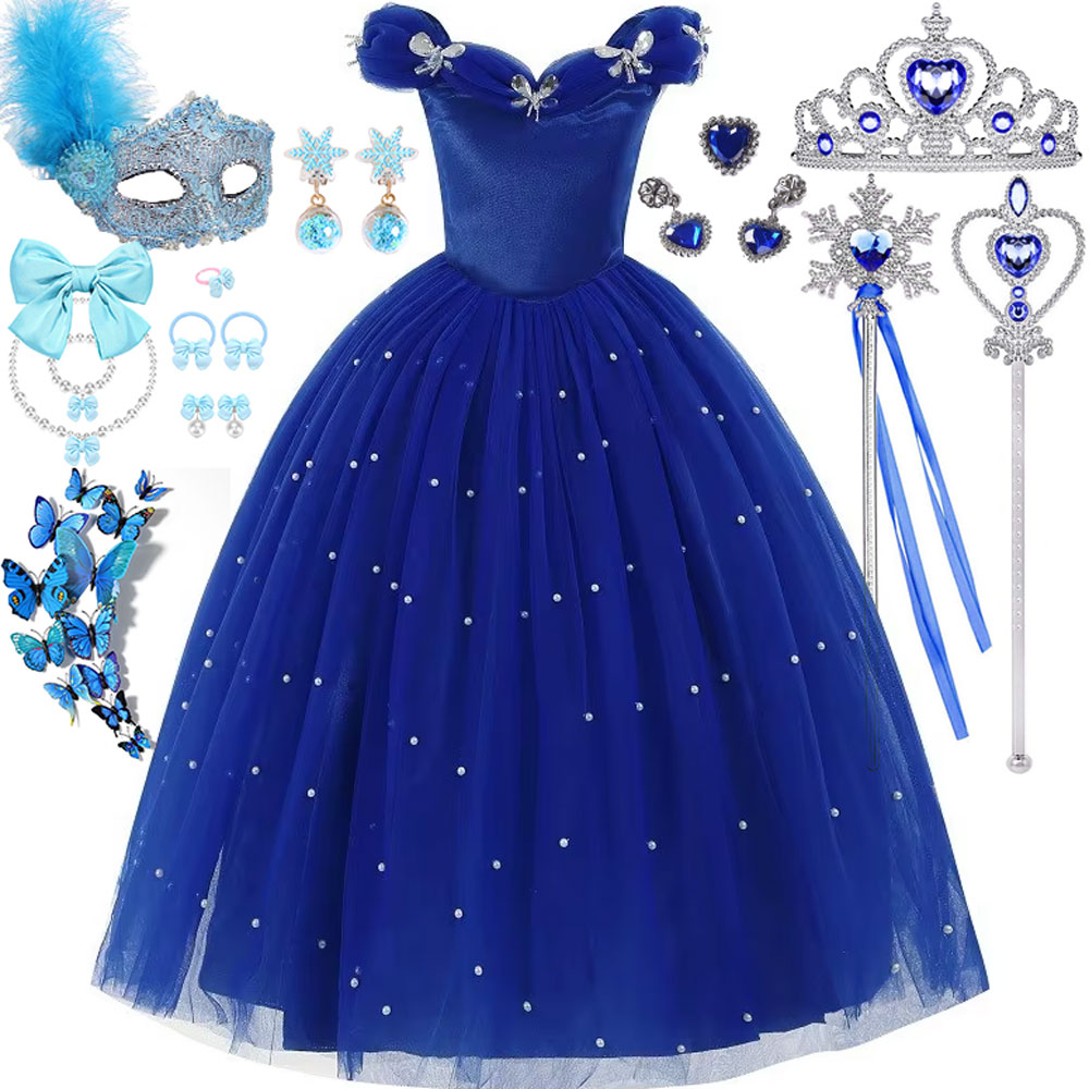 Ornament Ball Set - Gaun Mewah Anak Perempuan Biru Tua