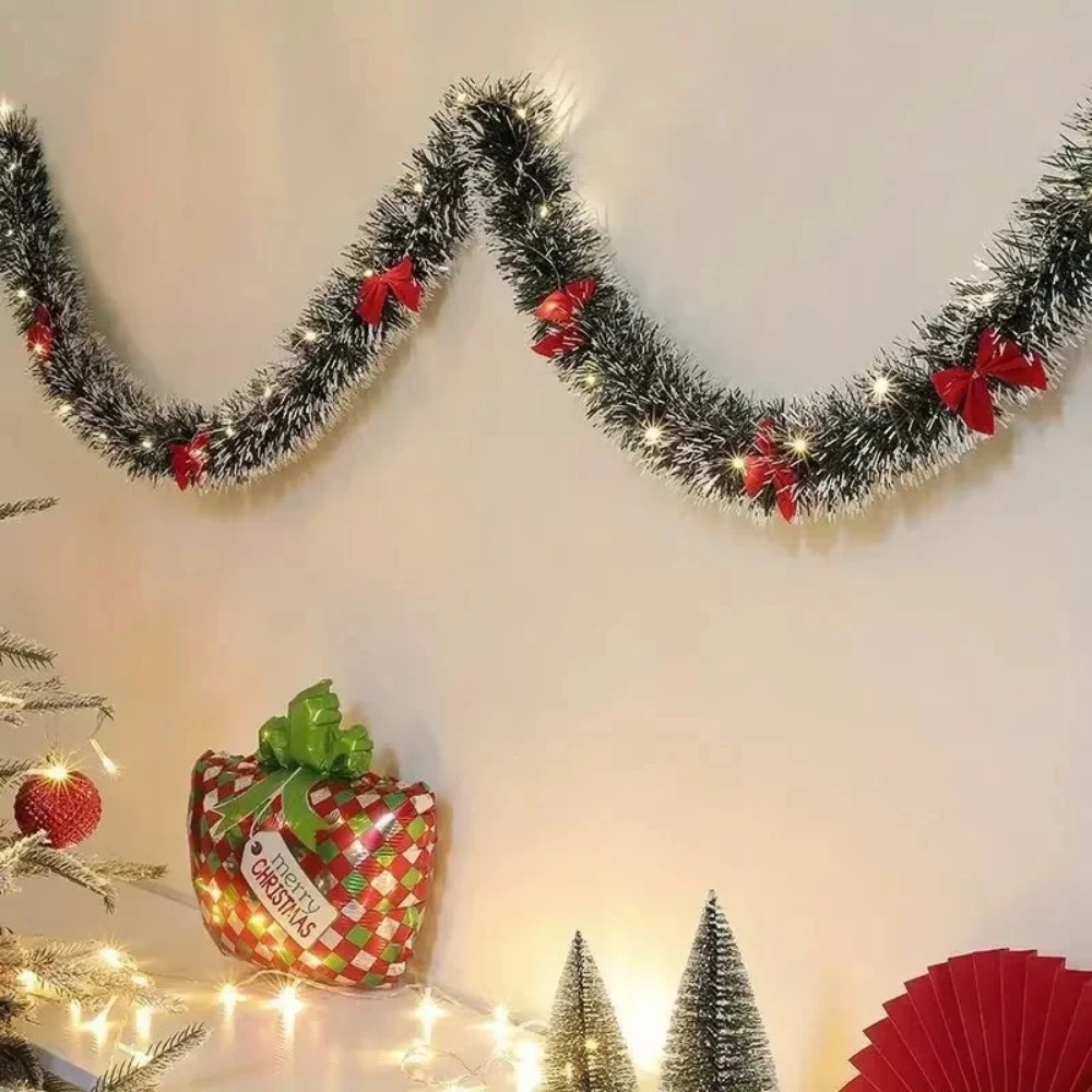 Tinsel Garland Decoration - Garland Natal Tinsel Buatan dengan Lampu