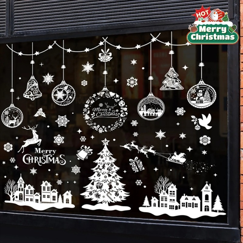 Snowflake Window Decal - 9 Lembar 243pcs Stiker Jendela Natal