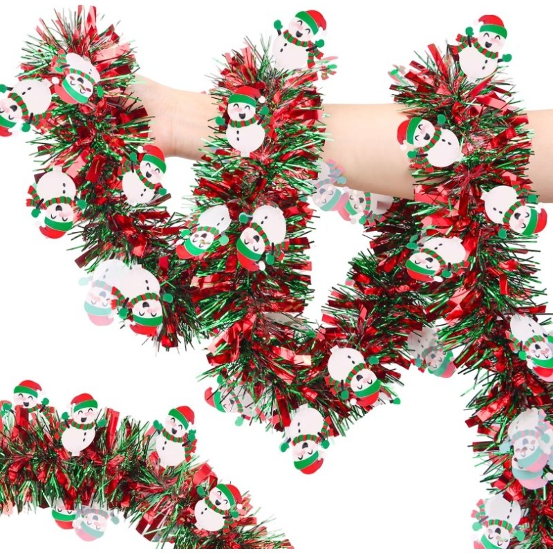 Tinsel Garland Decoration - 2M Garland Natal Merah Hijau dengan