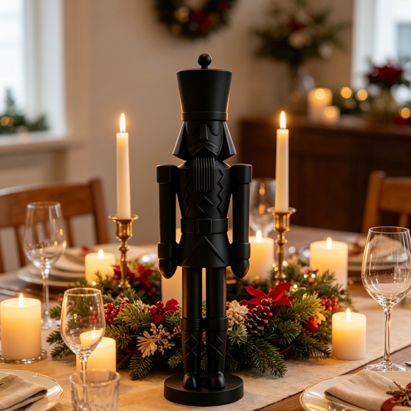 Nutcracker Figurine - Patung Prajurit Nutcracker Hitam Minimalis, Patung