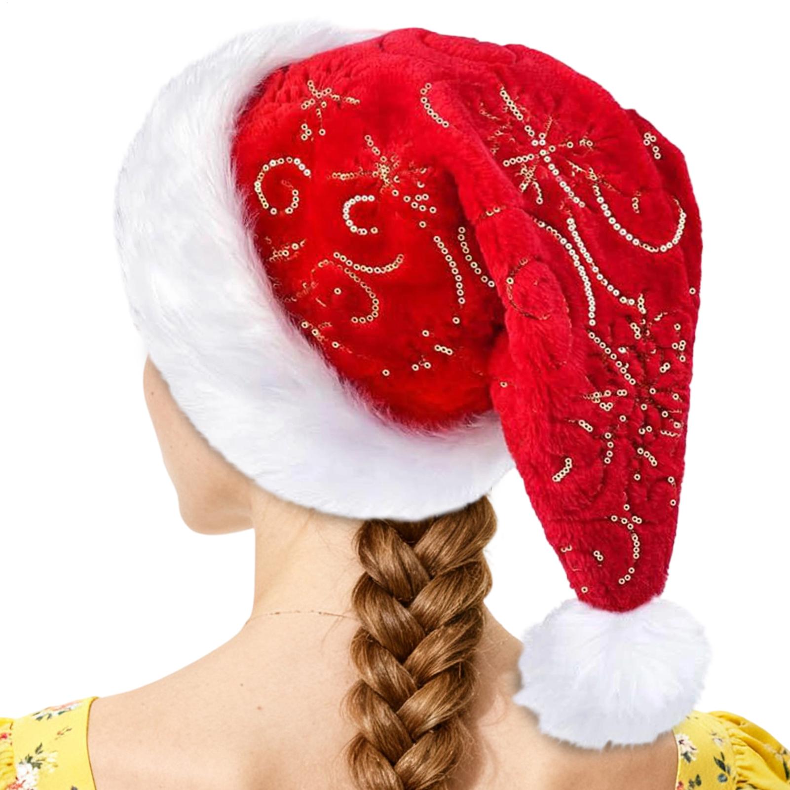 Santa Hat Plush - Topi Natal Mewah Topi Santa Klaus