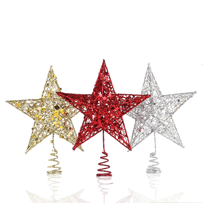 Star Tree Topper - 15/20/25/30Cm Bintang Berongga Emas Keperakan Payet
