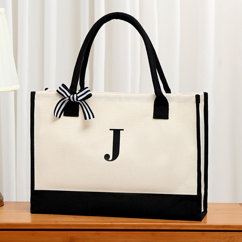 Ribbon Bow Gift - Tas jinjing huruf kanvas sederhana untuk