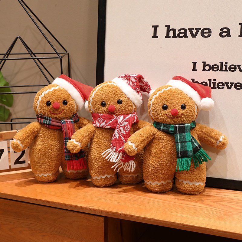 Santa Hat Plush - Boneka Gingerbread Man Natal Baru 25/35cm,
