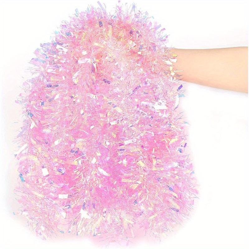 Tinsel Garland Decoration - Garland Natal Pink 13Ft, Dekorasi Berkilauan
