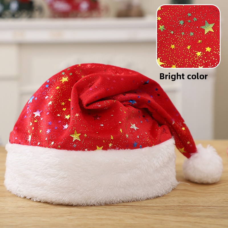 Santa Hat Plush - Topi Santa Dewasa dengan Motif Bintang