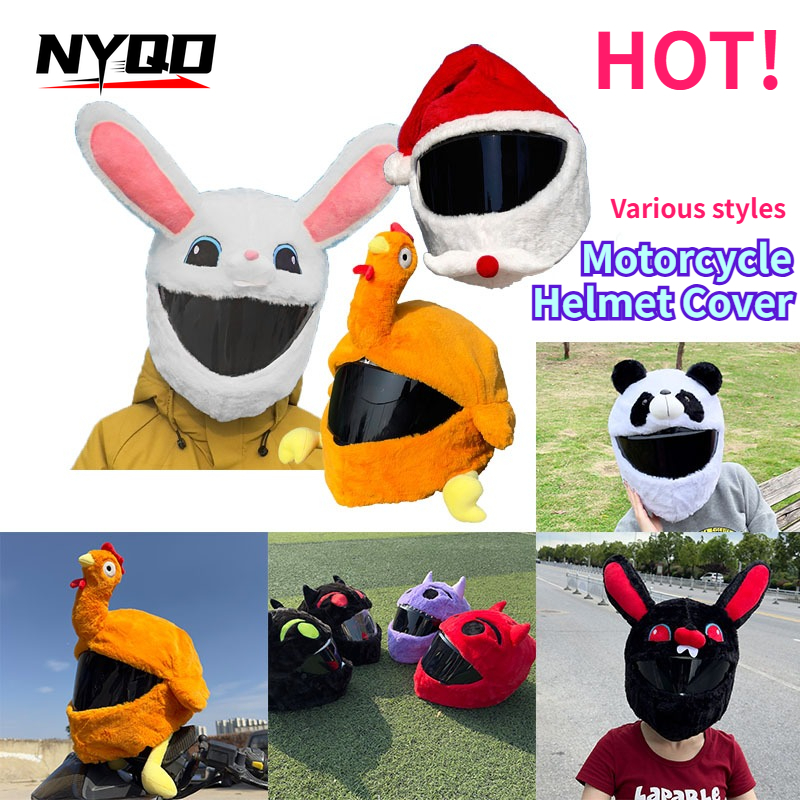 Santa Hat Plush - Penutup Helm Mewah Kartun Sepeda Motor