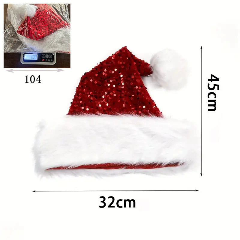 Santa Hat Plush - Topi Natal Payet Topi Santa Claus
