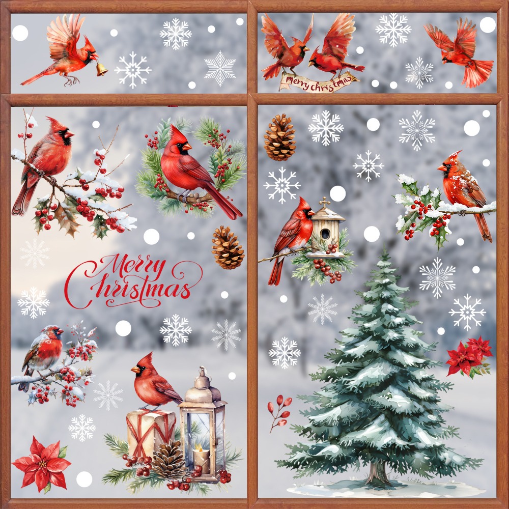Snowflake Window Decal - 9 buah Stiker Jendela Natal Burung