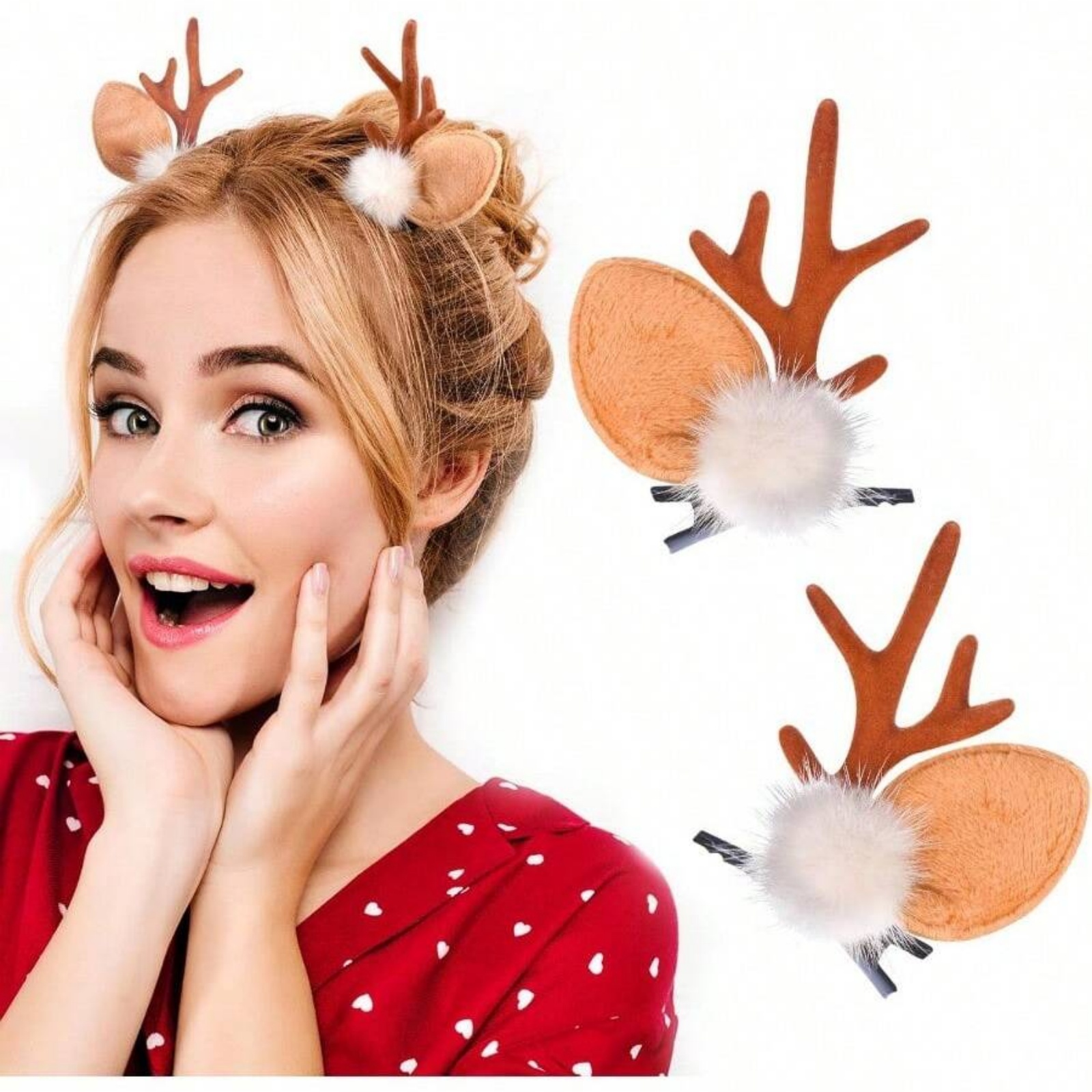 Reindeer Antlers Headband - 2 Buah Jepit Rambut Tanduk Rusa