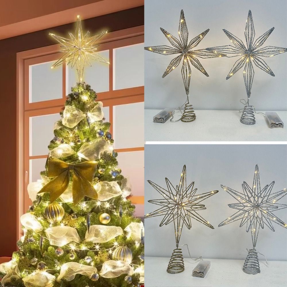 Star Tree Topper - Dekorasi pohon Natal, lampu Topper LED