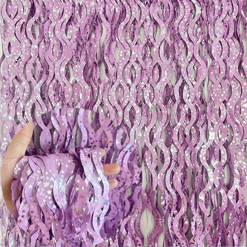 Tinsel Garland Decoration - 1x2m bintang warna-warni hujan perada tirai