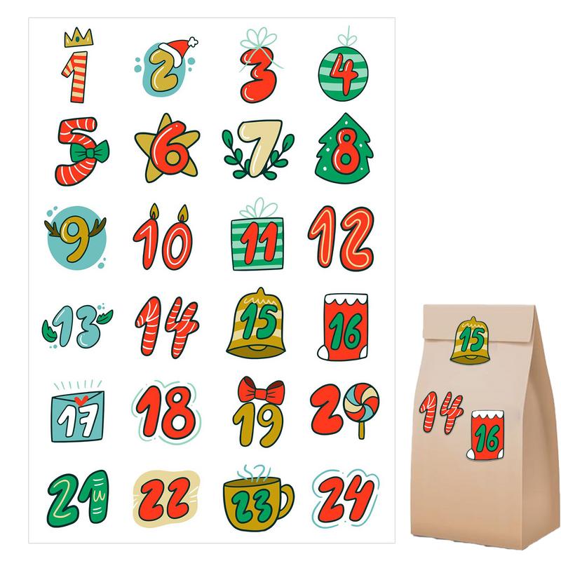 Advent Calendar Gift - Stiker Natal stiker kedatangan nomor kalender