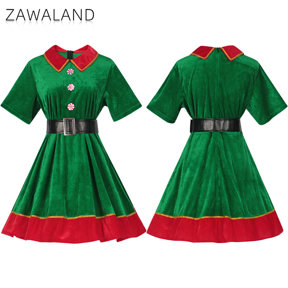 Elf Costume Christmas - Kostum Cosplay Elf Natal Gaun A-line