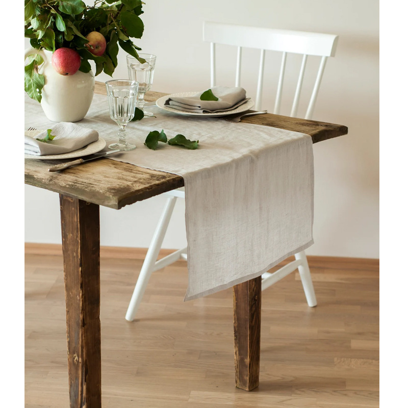 Christmas Table Runner - Taplak Meja Linen 100% Stone Washed,