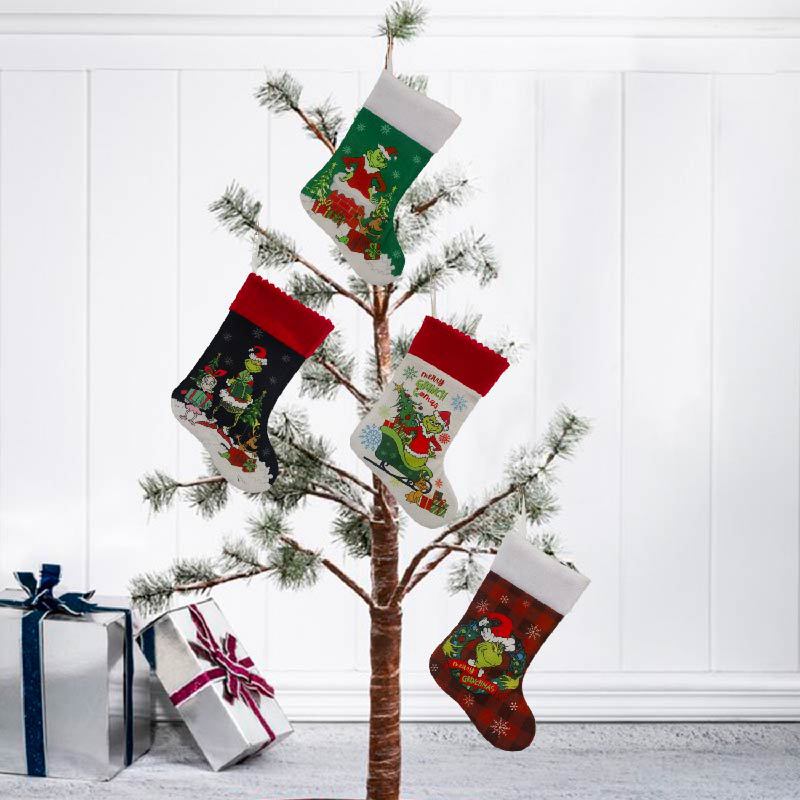 Christmas Stocking Hanging - Stoking Natal Kaus Kaki Grinch Tas
