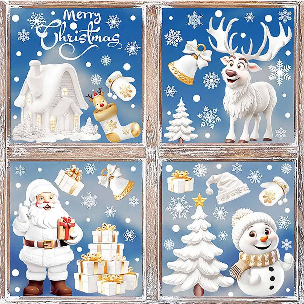 Snowflake Window Decal - Stiker jendela Natal, 9 buah/set stiker