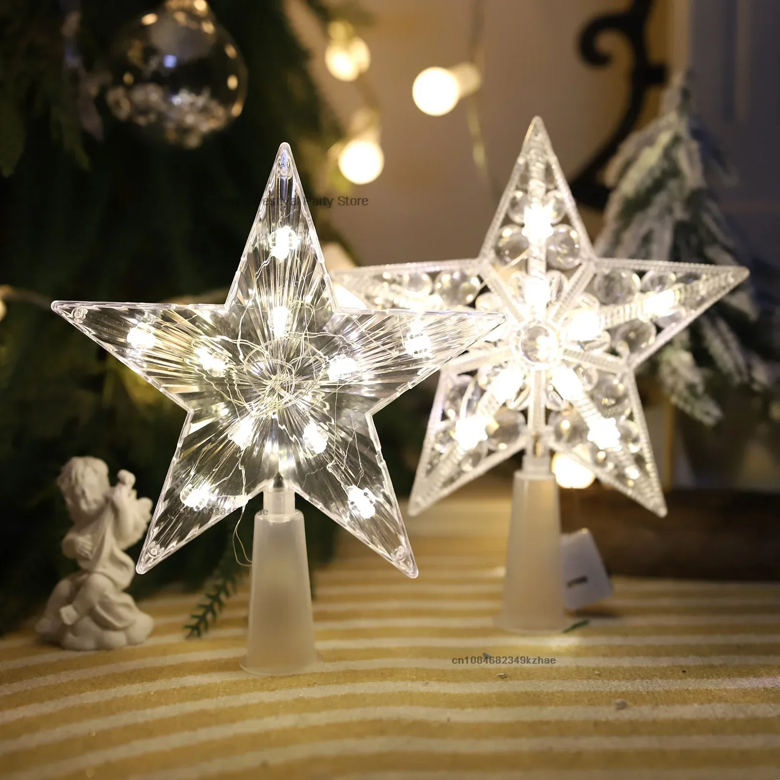 Ornamen pohon Natal LED 15CM,  - Star Tree Topper ulasan dan harga