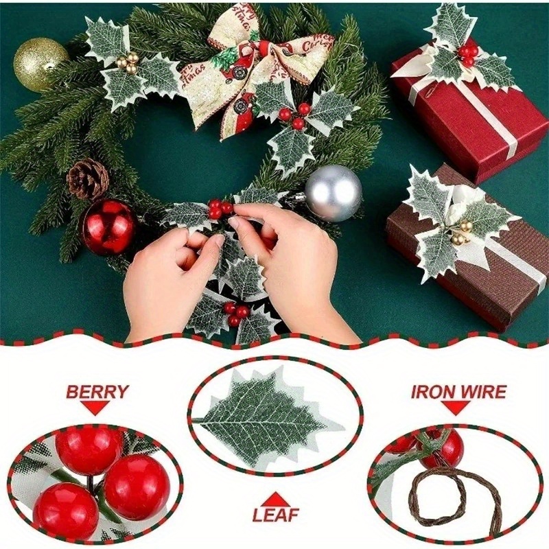 10 Buah Daun Hijau Buah Holly  - Christmas Wreath Fake ulasan dan harga