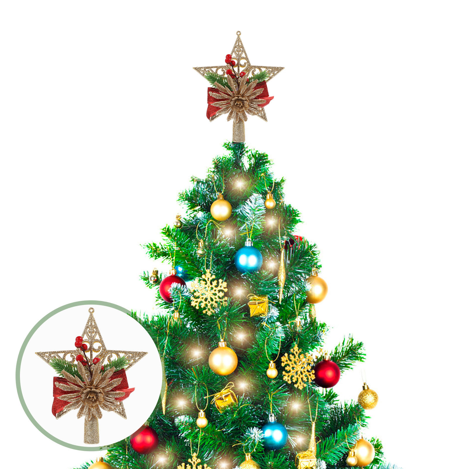 1 buah Hiasan Puncak Pohon Nat - Star Tree Topper ulasan dan harga