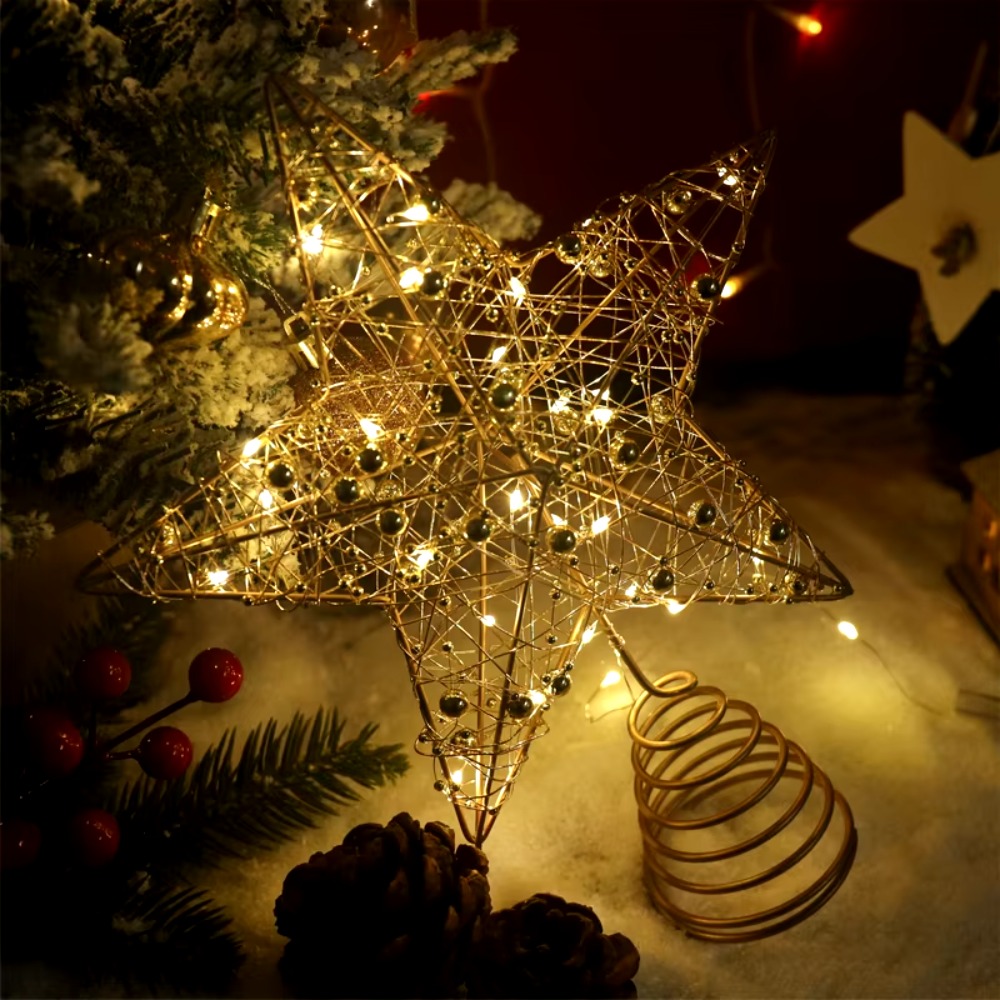 Emas/Perak LED Puncak Pohon Na - Star Tree Topper ulasan dan harga