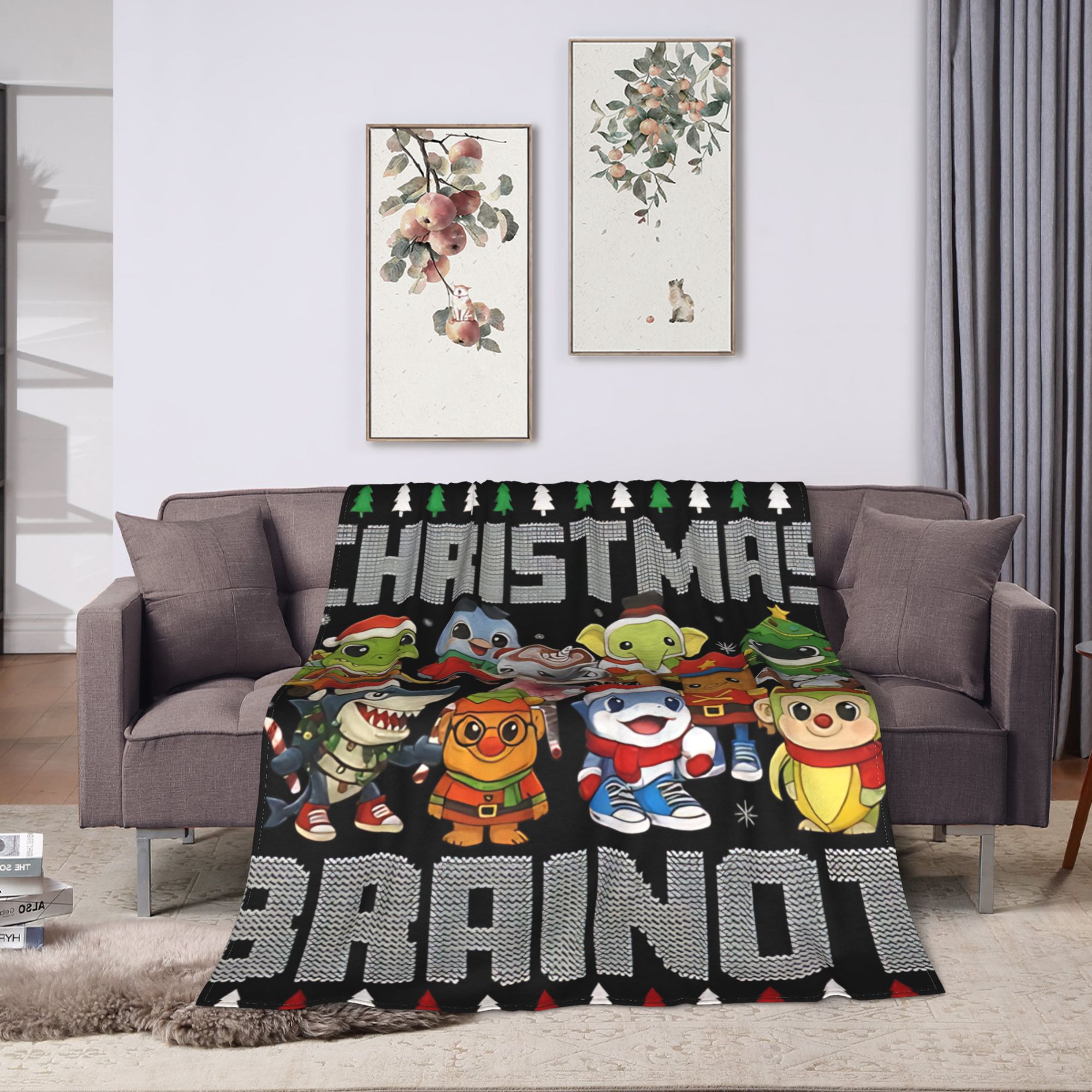 Selimut Natal Motif Italian Br - Christmas Throw Blanket ulasan dan harga