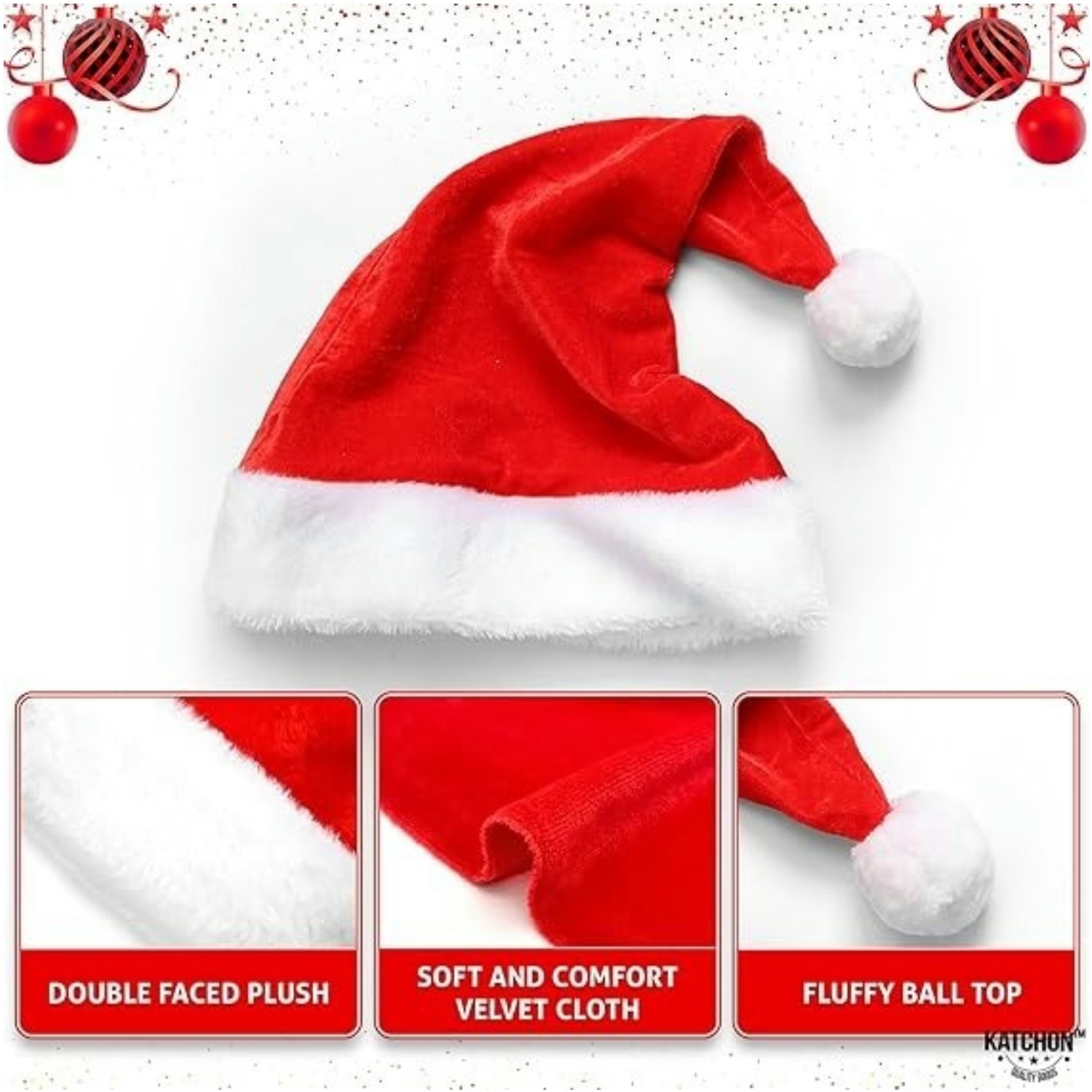 Set topi Santa berbulu, dengan - Santa Hat Plush ulasan dan harga