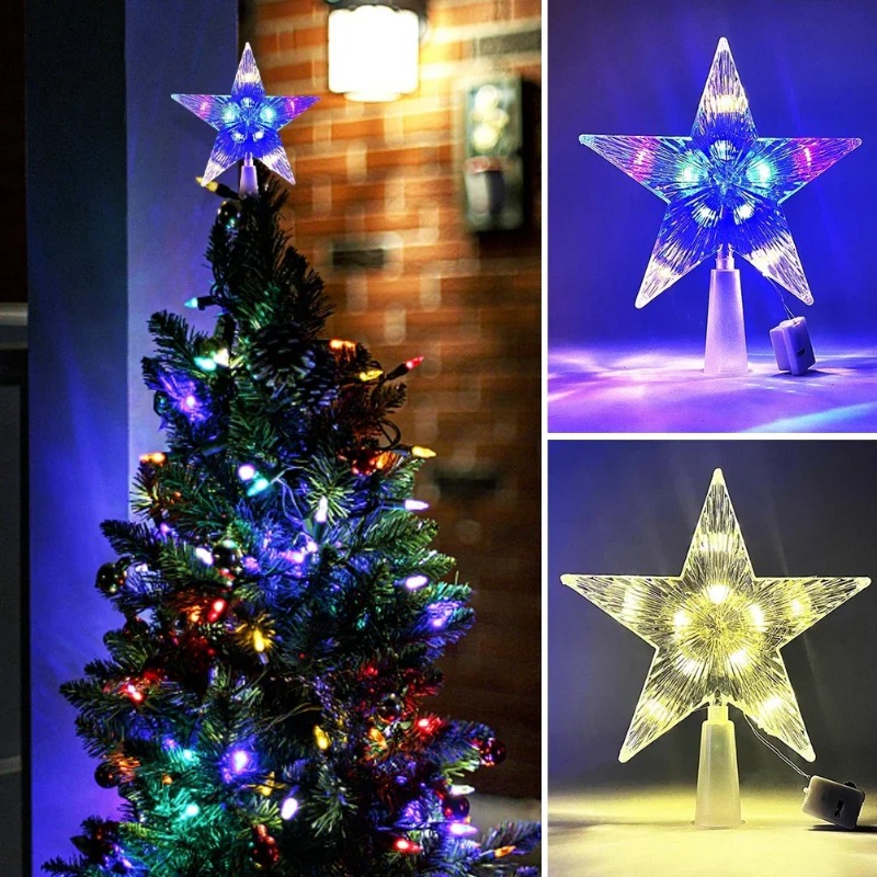 Puncak pohon Natal bersinar 15 - Star Tree Topper ulasan dan harga