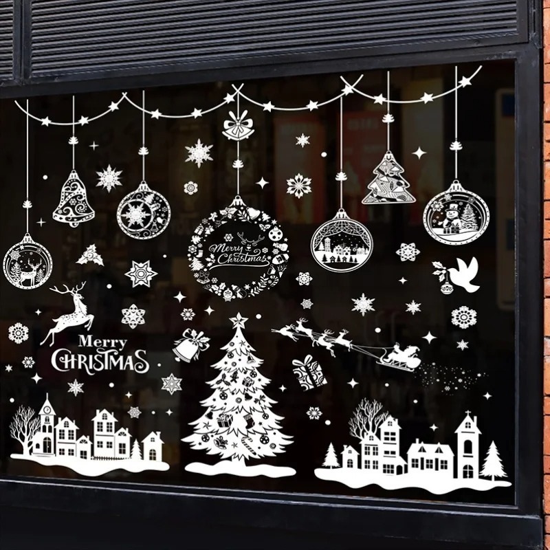 9 Lembar 243pcs Stiker Jendela - Snowflake Window Decal ulasan dan harga