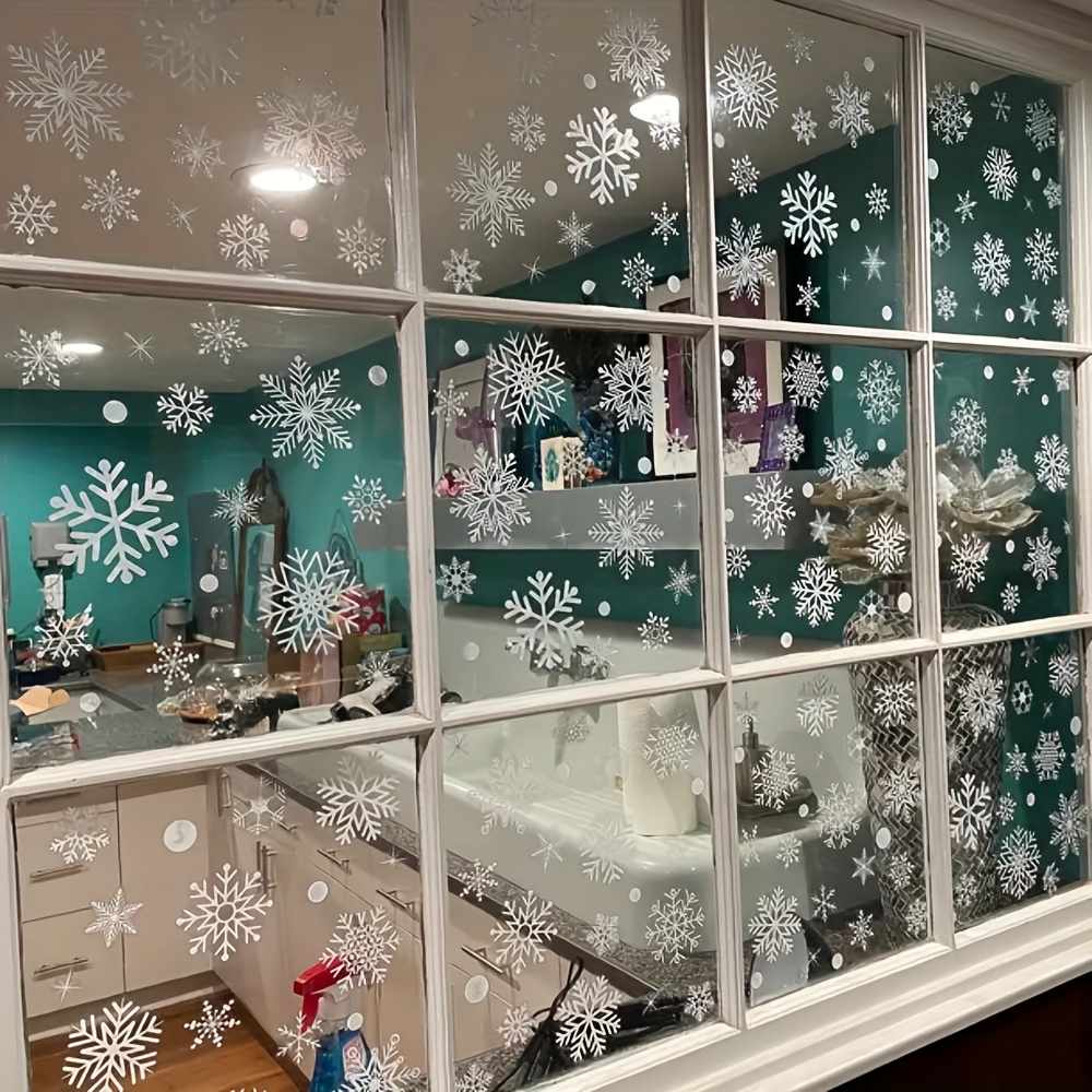 137Pcs Stiker Salju Musim Ding - Snowflake Window Decal ulasan dan harga