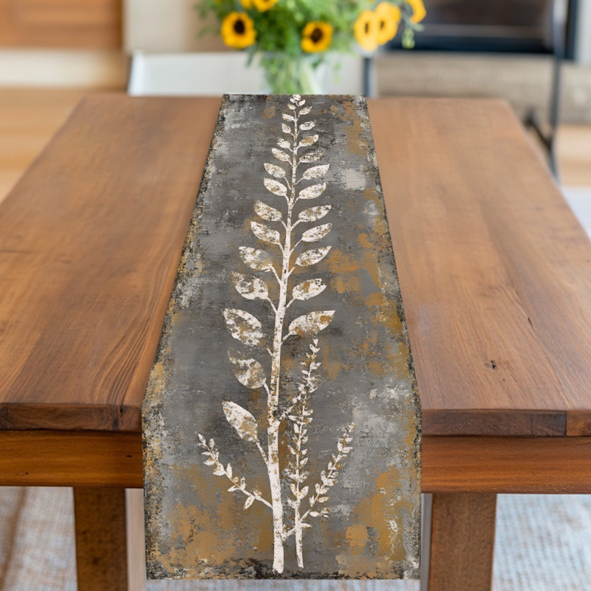 Taplak Meja Daun Putih Abu-abu - Christmas Table Runner ulasan dan harga