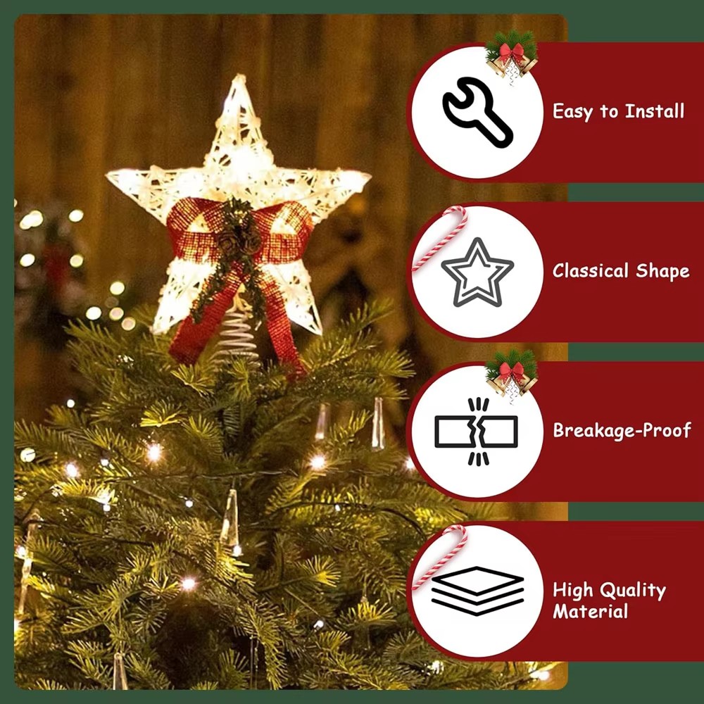 Dekorasi pohon Natal, LED, hia - Star Tree Topper ulasan dan harga