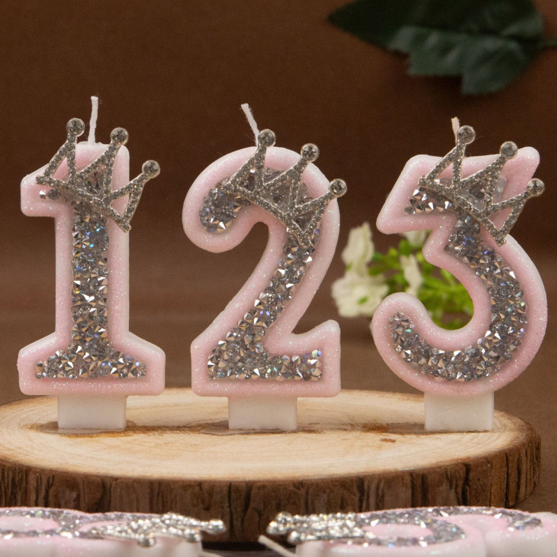 Lilin Digital 0-9 Pink Silver  - Holiday Candle Set ulasan dan harga