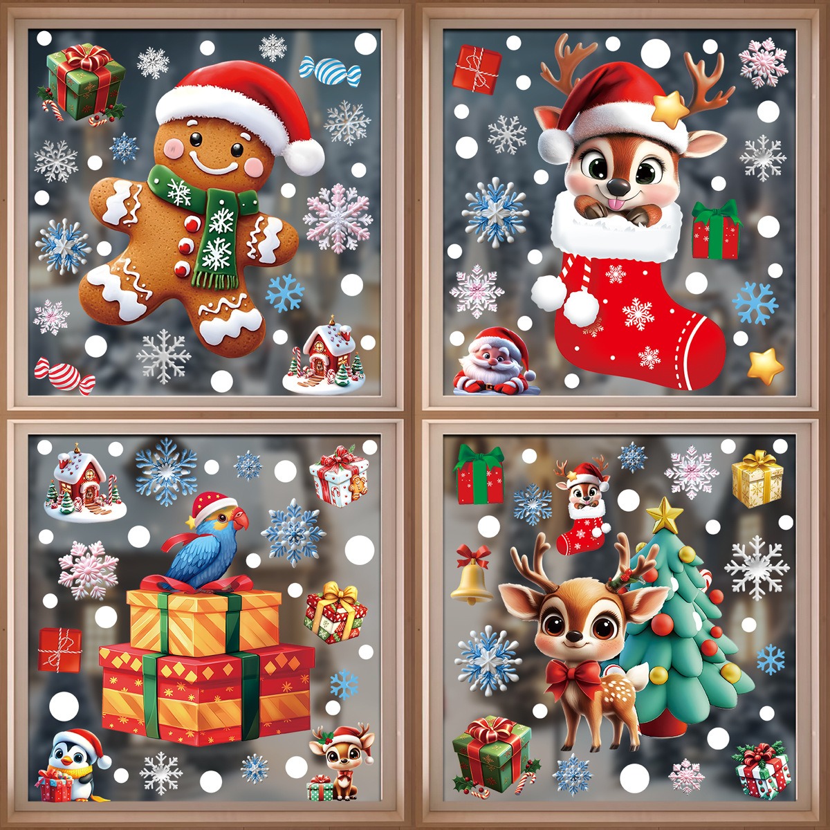 Stiker Jendela Natal Manusia R - Snowflake Window Decal ulasan dan harga