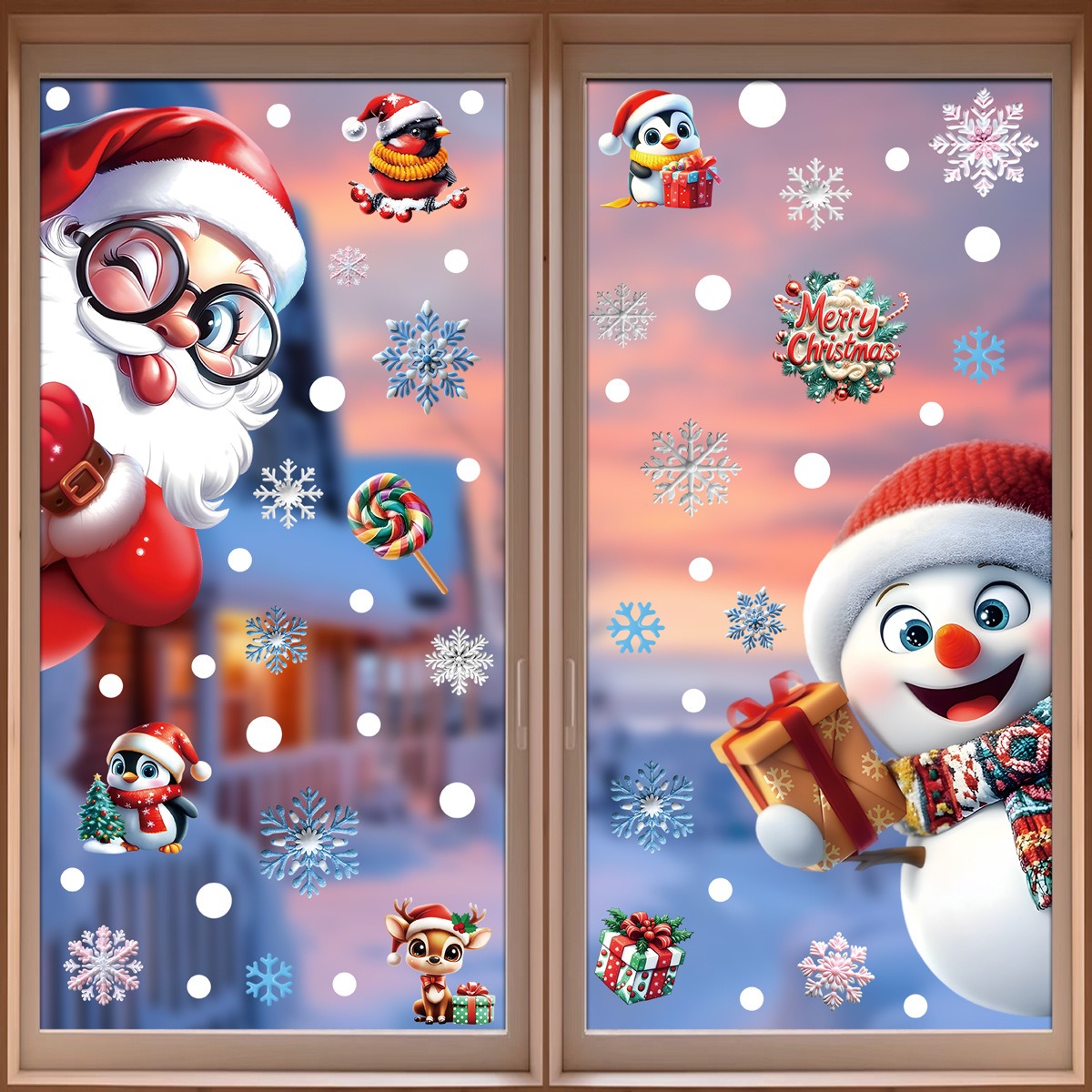 Stiker Jendela Natal Manusia R - Snowflake Window Decal ulasan dan harga