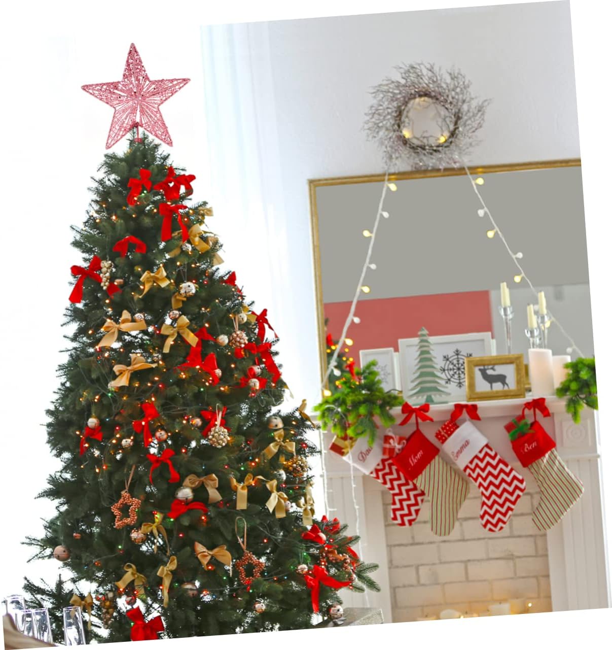 Dekorasi pohon Natal, 20 punca - Star Tree Topper ulasan dan harga