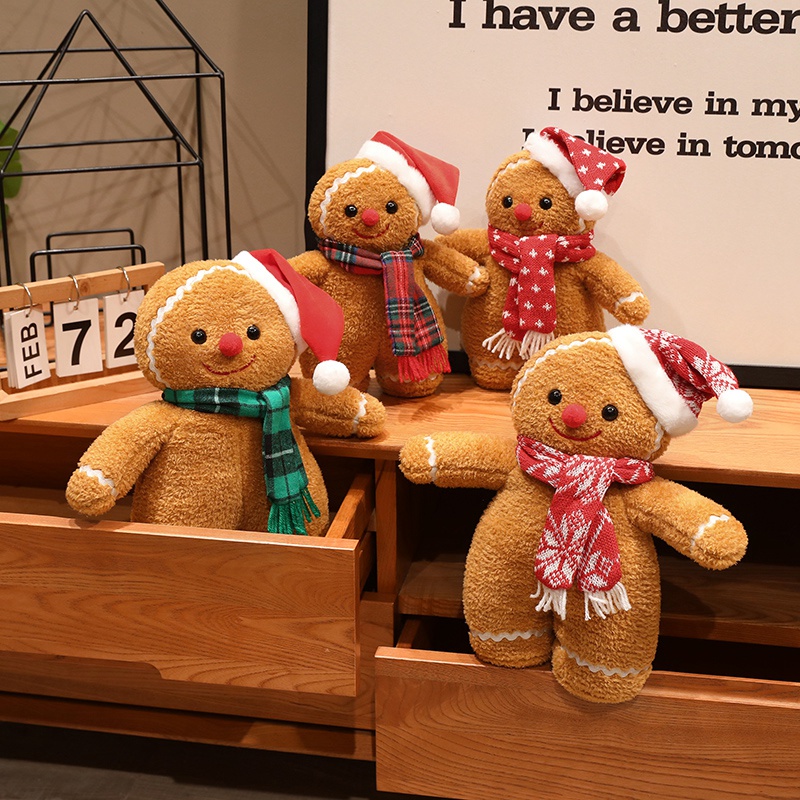 Boneka Gingerbread Man Natal B - Santa Hat Plush ulasan dan harga