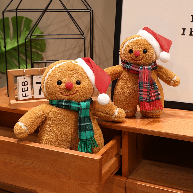 Boneka Gingerbread Man Natal B - Santa Hat Plush ulasan dan harga