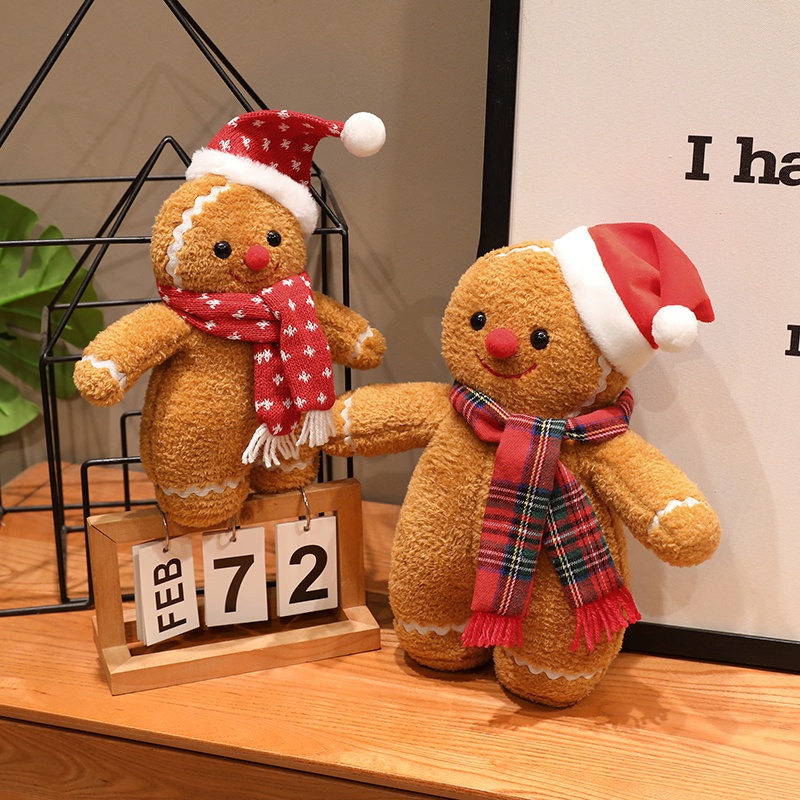 Boneka Gingerbread Man Natal B - Santa Hat Plush ulasan dan harga