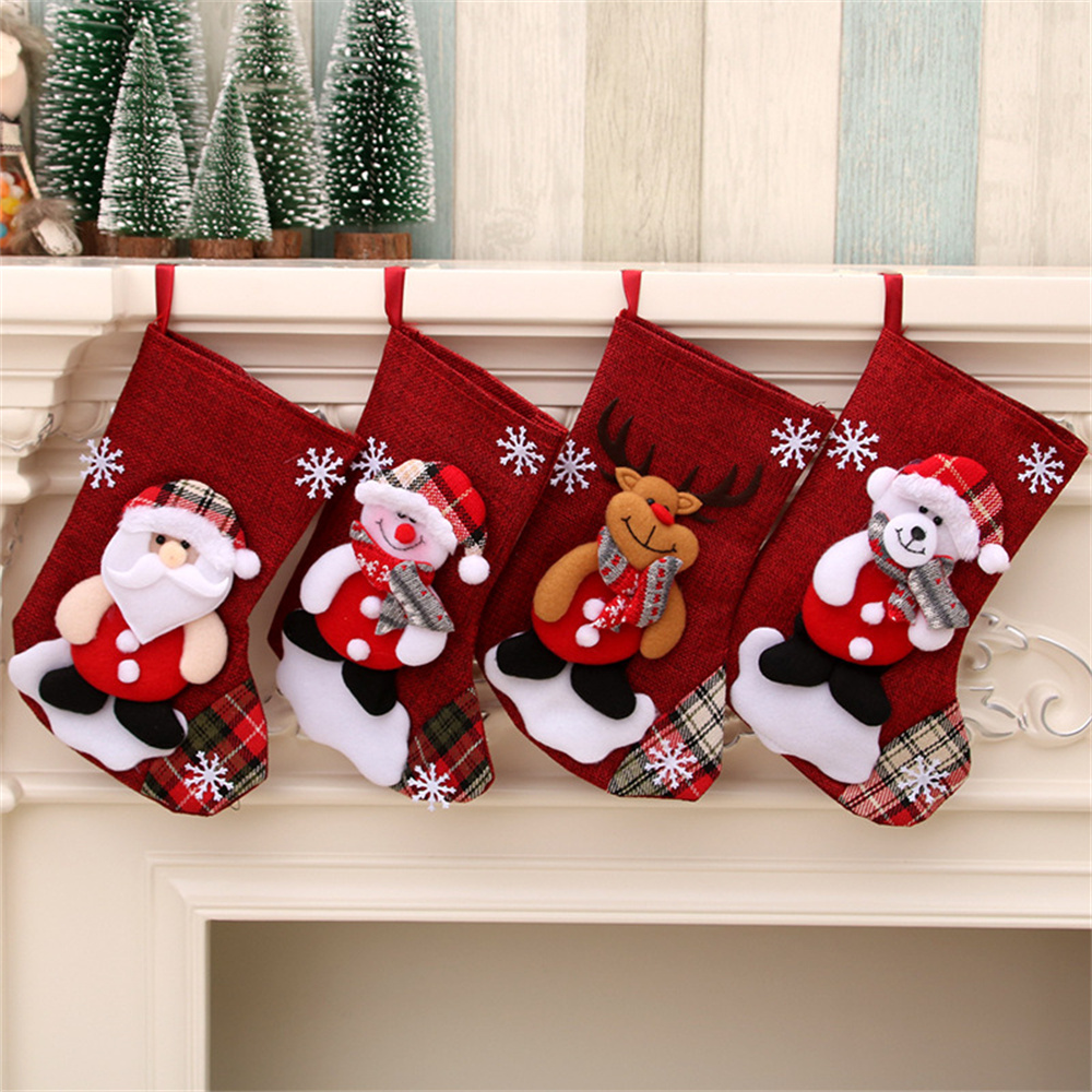 Kantong Hadiah Natal Linen Dek - Christmas Stocking Hanging ulasan dan harga